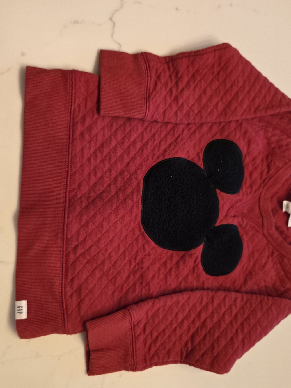 Disney Red Quilted Pullover with Black Mickey Applique